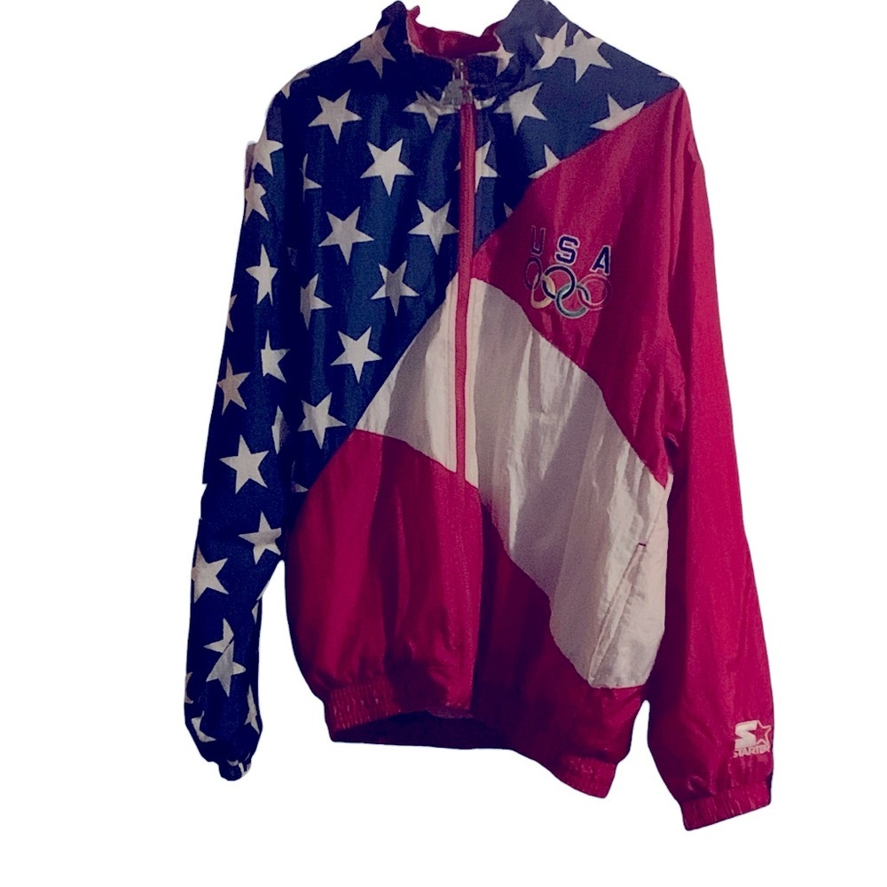 VINTAGE TRACK 1990s STARTER USA OLYMPIC TEAM WINDBREAKER size medium JACKET. - Picture 2 of 7